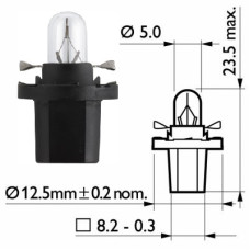 Лампочка в щиток приладів BAX 12V1,2W чорна PHILIPS. 12598CP Лампочка в щиток приладів BAX 12V1,2W чорна PHILIPS. 12598CP