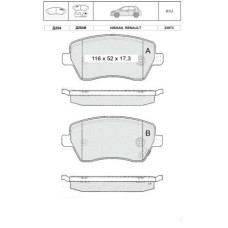 Колодки передні Renault Dokker, Kangoo, Zoe, Captur, Suzuki Swift III,  Clio III- IV, Nissan Micra III, M-B Citan. INTELLI