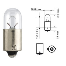 Лампочка одноконтактна з цоколем T4W 12V 4W PHILIPS. 12929CP Лампочка одноконтактна з цоколем T4W 12V 4W PHILIPS. 12929CP