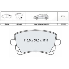 Колодки задні VW Transporter T5 без датчиків виробник INTELLI Колодки задні VW Transporter T5 без датчиків виробник INTELLI