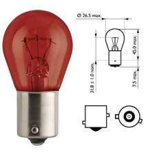 Лампочка одноконтактна з цоколем червона 12V 21W PHILIPS. 12088CP Лампочка одноконтактна з цоколем червона 12V 21W PHILIPS. 12088CP