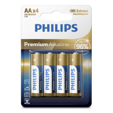 Батарейки циліндричні лужні PREMIUM ALKALINE AA 1.5V / 4 штуки БЛІСТЕР