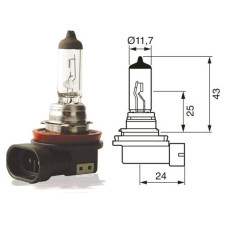 Лампочка галогенова H11 12V55W +30% виробник Balaton Лампочка галогенова H11 12V55W +30% виробник Balaton