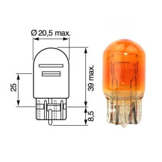 Лампочка USA двохконтактна безцокольна жовта 12V 28/8W SHAFER. SL2032