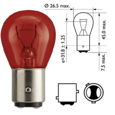 Лампочка двоконтактна з цоколем червона PR21/5W 12V 21/5W PHILIPS. 12495CP Лампочка двоконтактна з цоколем червона PR21/5W 12V 21/5W PHILIPS. 12495CP