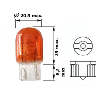Лампочка безцокольна двоконтактна жовта 12V 21/5W KOITO. 1891 Лампочка безцокольна двоконтактна жовта 12V 21/5W KOITO. 1891