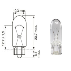 Лампочка безцокольна 12V 5W OSRAM. 2825 Лампочка безцокольна 12V 5W OSRAM. 2825