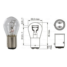 Лампочка двохконтактна з цоколем P21/4W 12V 21/4W OSRAM. 7225 Лампочка двохконтактна з цоколем P21/4W 12V 21/4W OSRAM. 7225