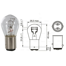Лампочка двохконтактна з цоколем P21/5W 12V 21/5W BOSCH. 1 987 302 202 Лампочка двохконтактна з цоколем P21/5W 12V 21/5W BOSCH. 1 987 302 202