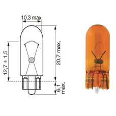 Лампочка безцокольна жовта 12V5W OSRAM. 2827 Лампочка безцокольна жовта 12V5W OSRAM. 2827