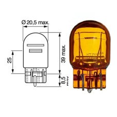 Лампочка USA двохконтактна безцокольна жовта 12V 28/8W WAGNER. 7444NA