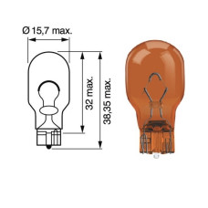 Лампочка безцокольна жовта 12V 16W OSRAM. 921NA Лампочка безцокольна жовта 12V 16W OSRAM. 921NA