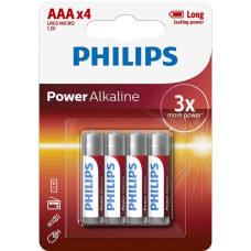 Батарейки циліндричні лужні POWER ALKALINE AAA 1.5V / 4 штуки БЛІСТЕР